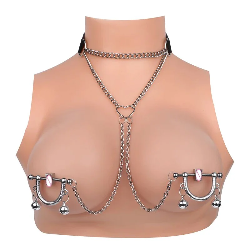 Collar with Nipple Clamps & Chain,bdsm Strict Leather Harness for Man Collar,bondage Gear Toys