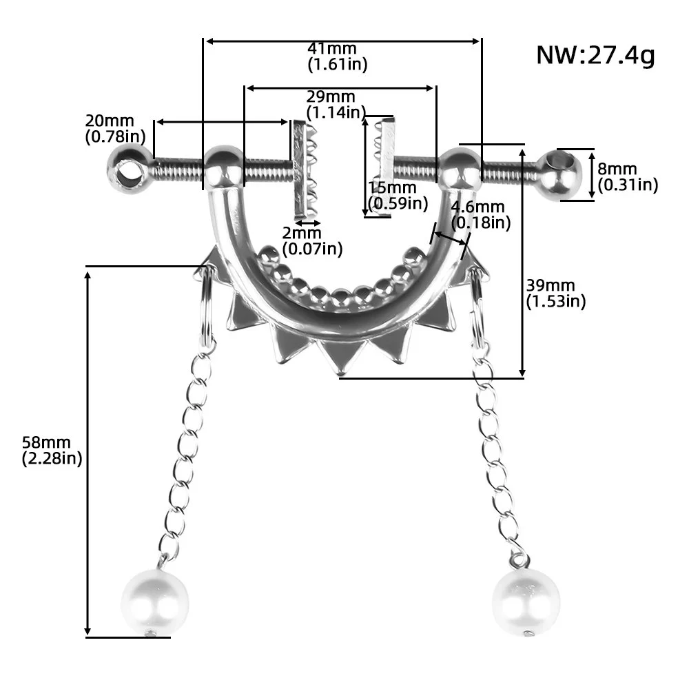 Body Clamps with Chain Stainless Steel Body Clip Non-Piercing Chain Non-Piercing Body Jewelry for Women Men