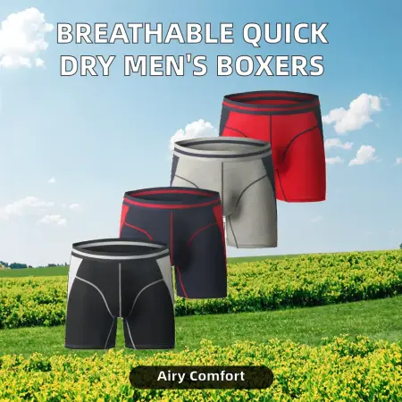 Comfortable Men's Boxer Briefs Quick Dry Modal Underwear Classic Sport Shorts Style Compression Feature Breathable Classic Style