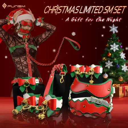 Christmas Collection Full Leather Restraint Set Enhances Intimacy - 18+ Adult Toy Available
