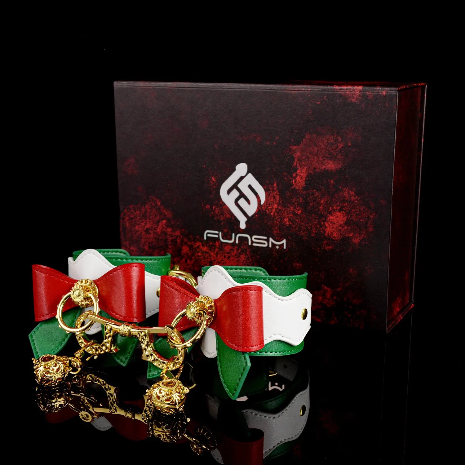 Christmas-themed Erotic Cuffs Soft Leather Material Suitable for All Holidays Couples' Erotic Leather Restraint Product
