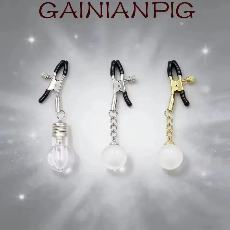 Deluxe Adjustable Nipple Clamps Set with Bells and Glass Balls for Couples Play Sensual Breast Training Adult Toy