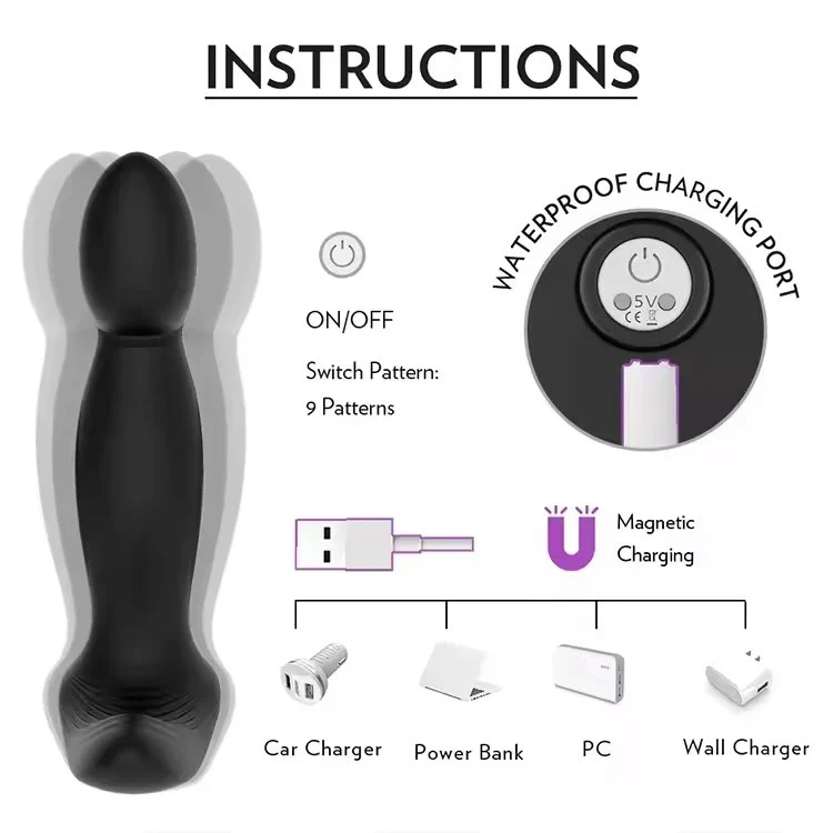 Prostate Massager Plug Vibrator Men Anus Climax Butt Anal Plugs Toy for Man Masturbator