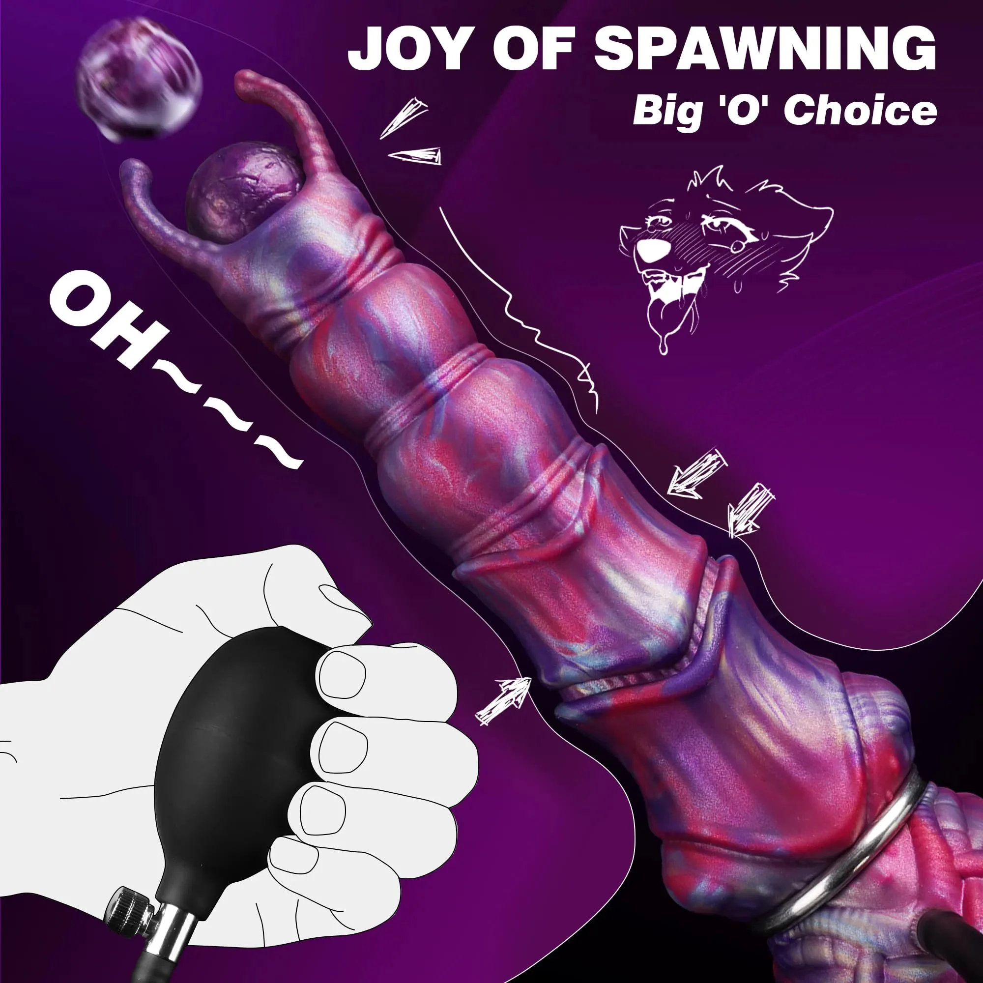 Fantasy Monster Alien Ovipositor Silicone Dildo with 3 Soft Balls and Eggs Realistic Adult Sex Toy for Women and Men