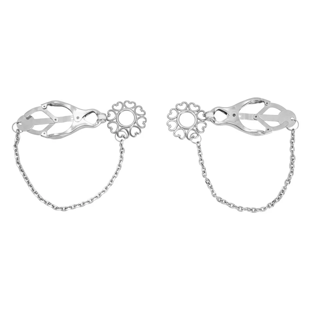 Blazing Heart Winding Ring Fetish Sex Toys for Women Chain Nipple Clamps Breast Bondage Sexy Girl Breast Toy Game