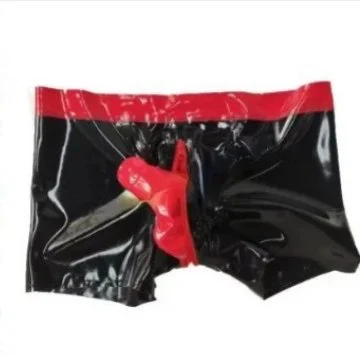 Latex Leather Rubber Panties Red Penis Cover 100% Waterproof Eco-Friendly Adult Stimulation Fetish Role Playing