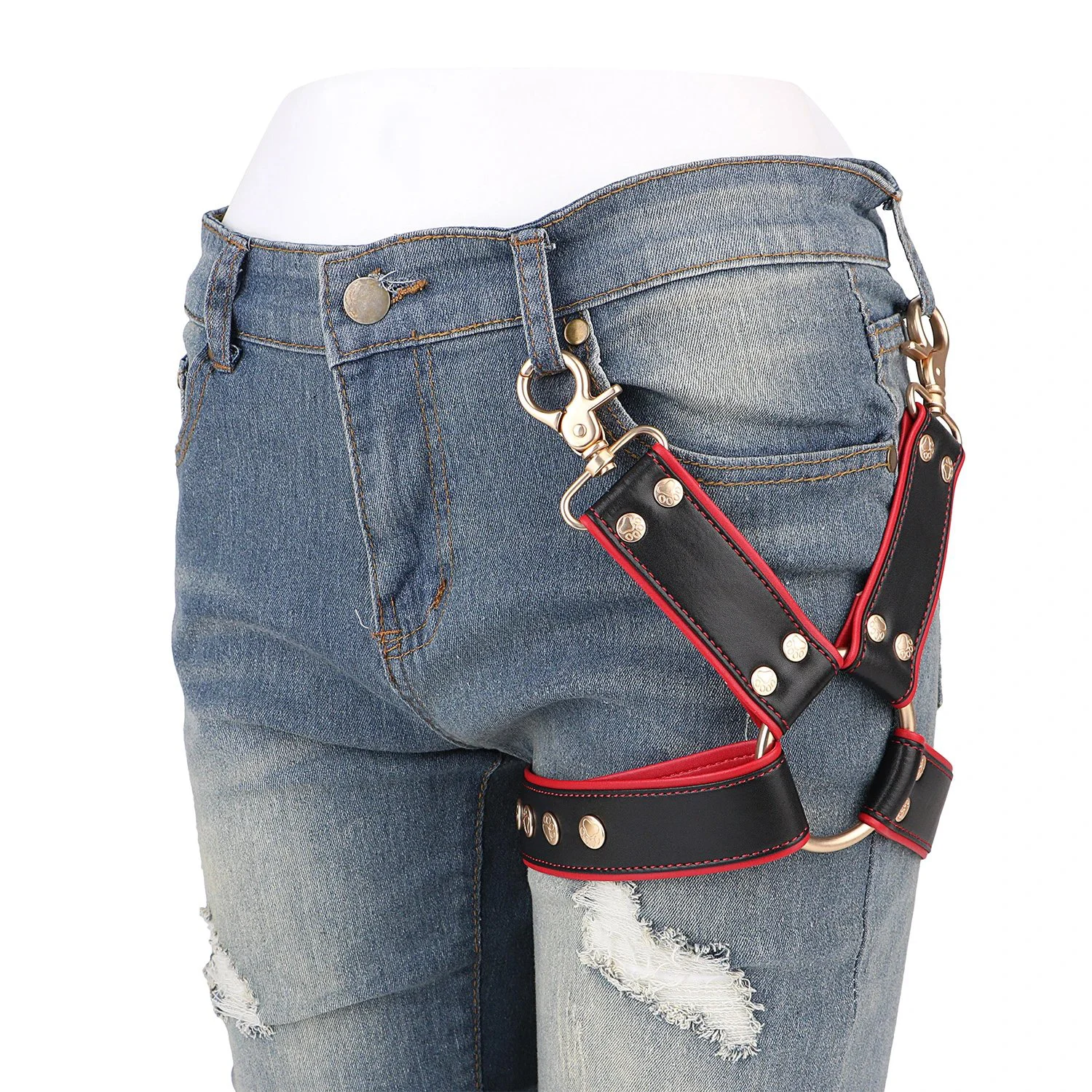 Crimson Thigh Oaths Thigh Cock Restraint for Adult Couples Leather Bondage Experience with Realistic Sensation