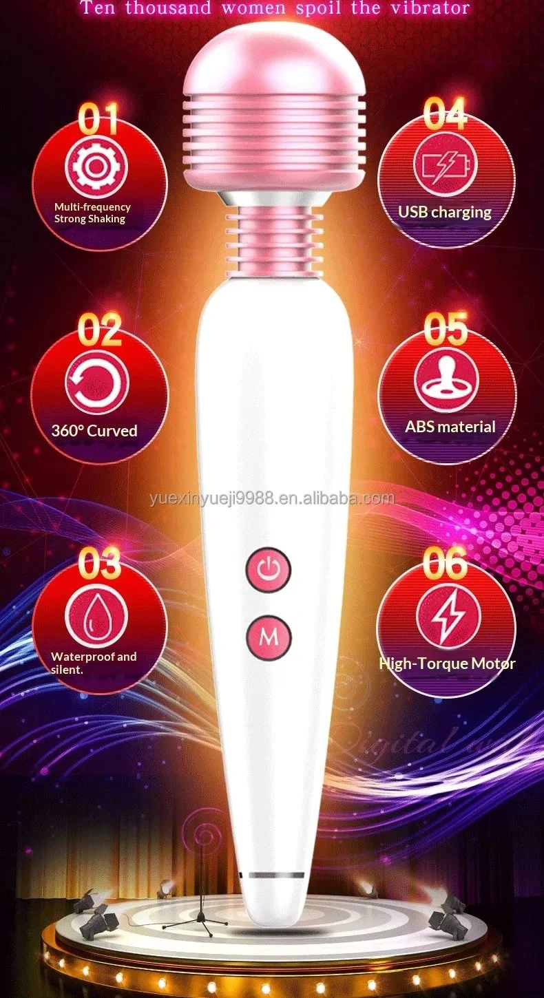 AV Massage Vibrator Women Silent Waterproof USB Rechargeable 12 Frequencies Adult Sex Toys