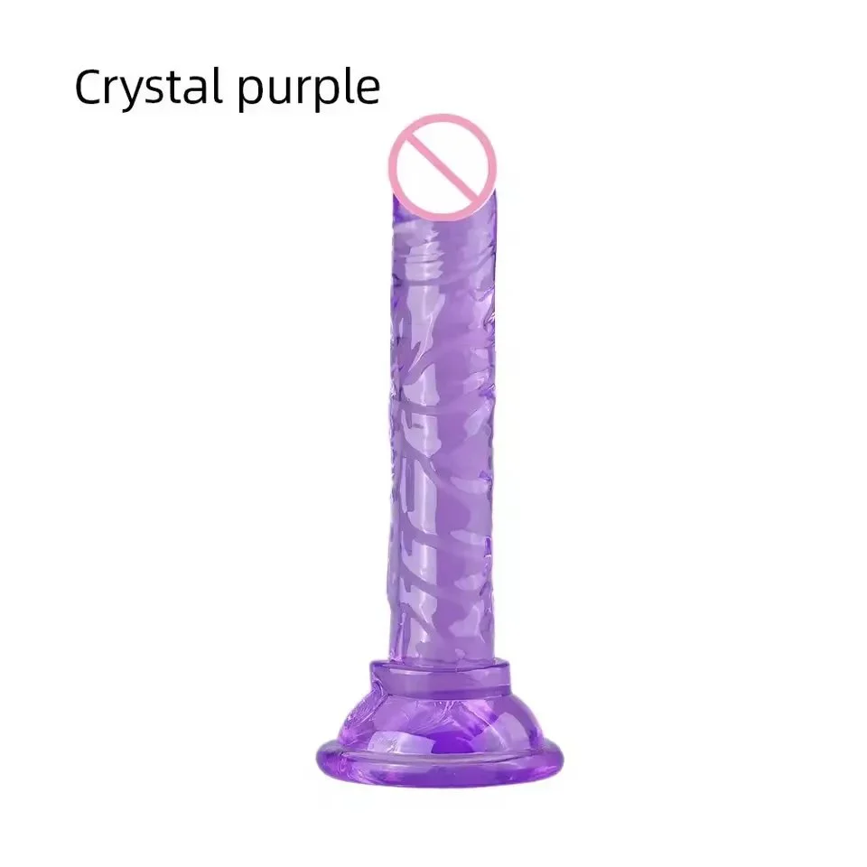 Female Manual Realistic Suction Cup Dildo Mini Small Crystal Penis Adult Women Masturbation Thrusting Toy