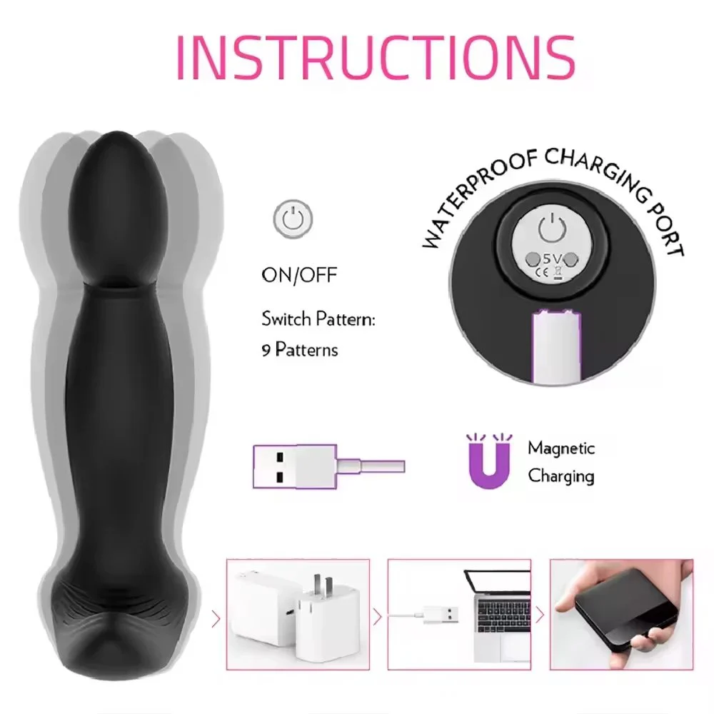 Prostate Massager Plug Vibrator Men Anus Climax Butt Anal Plugs Toy for Man Masturbator