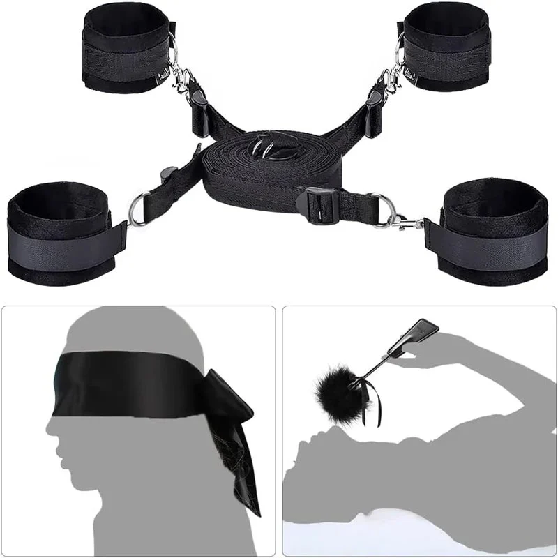 Nylon Wrist Ankle Body Bondage Kit Sets Fetish Suit Handcuffs Sex Toys for Sexual Pleasure