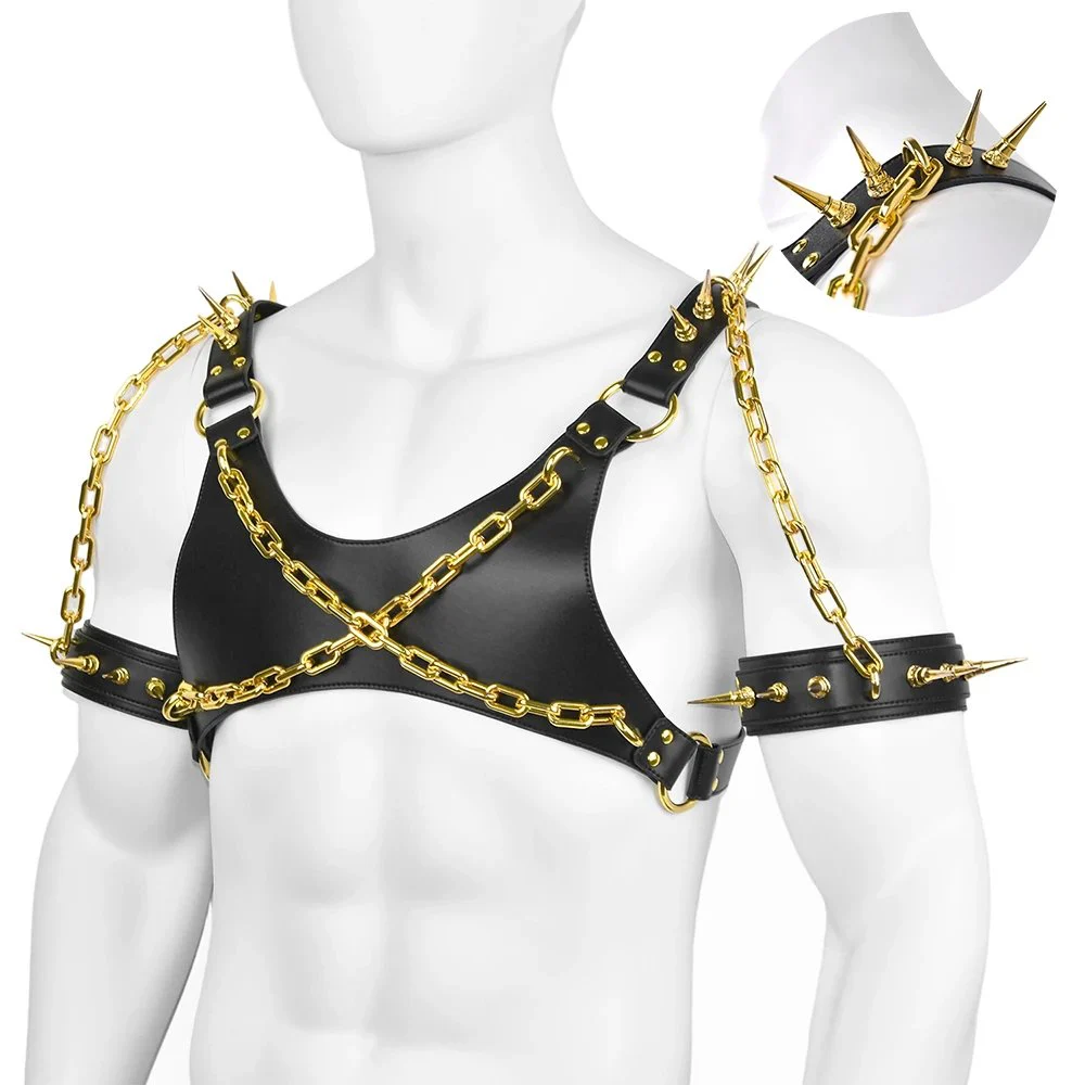 Fetish Bondage Party Male Homosexual Game Bondage Set Punk-style Leather Bondage Suit Metal Spike Accessories Erotic Costume