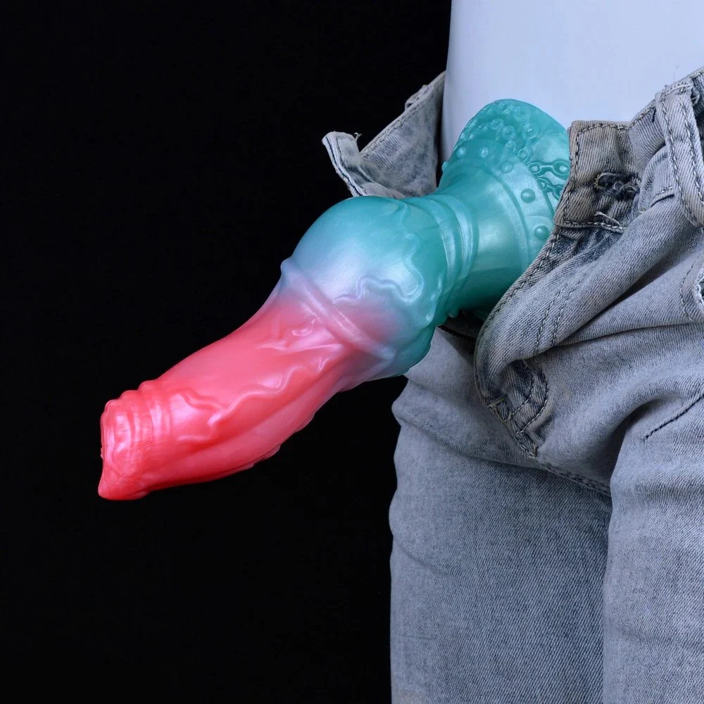 Dog Dildo with Two Color Monster Cock Anal Plugs Sex Toy for Male and Women Dog Shaped Dildo with Big Knot alien Dildo