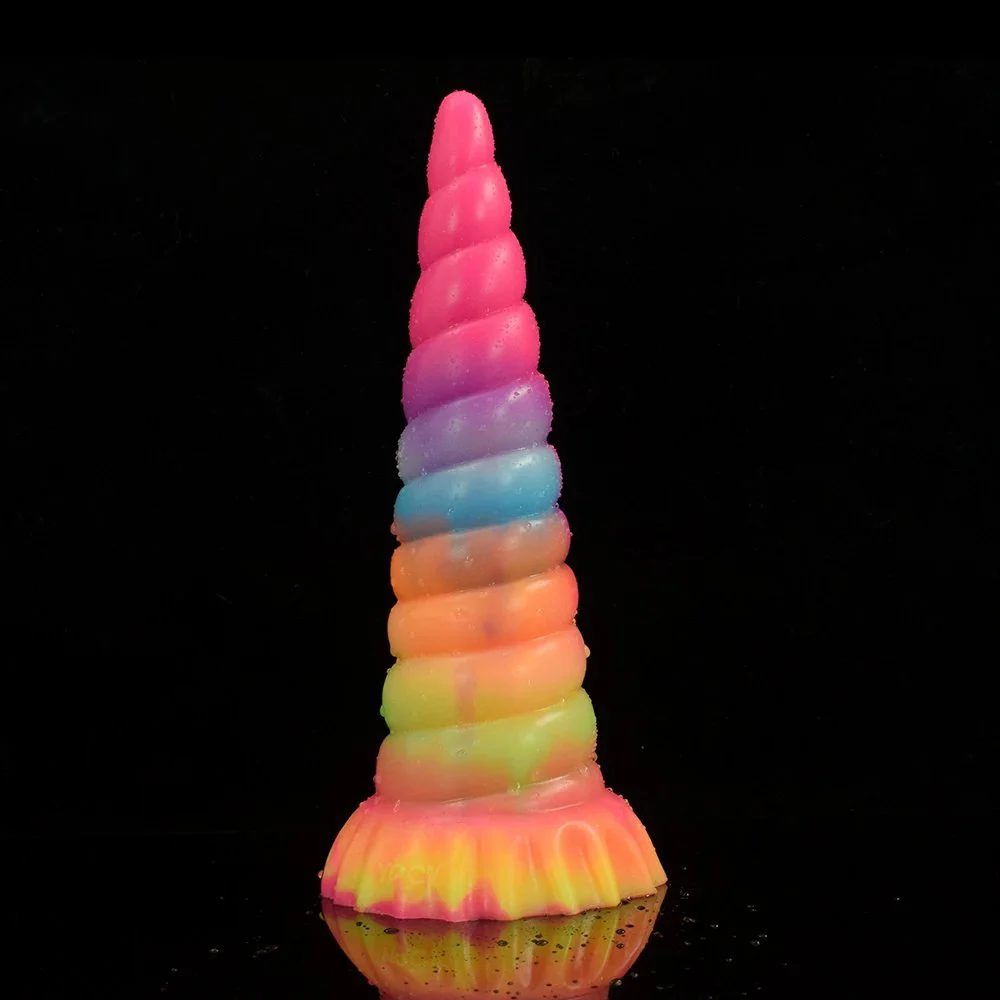 Artificial Spiral Anal Toys With Liquid Silicone Glow in the Dark Dildo for Lesbian Masturbators