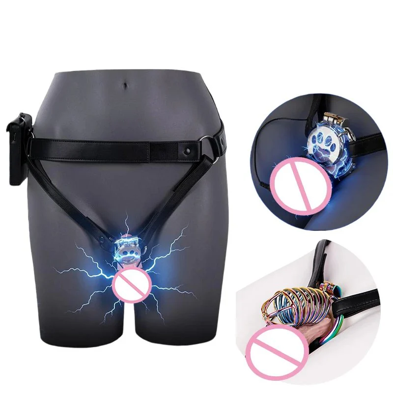 Electric Shock Male Chastity Cage Chastity Device Chastity Belt Electric Shock Adult Man Cock Cage Cock Ring Sex Toys B2B