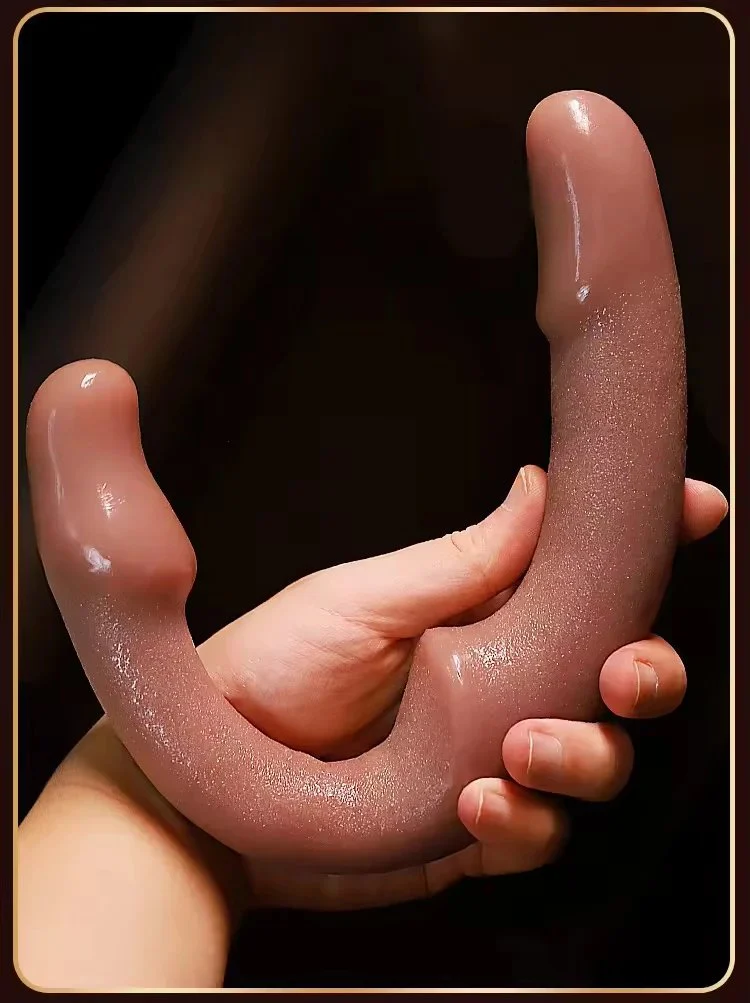 Double-Headed Soft Silicone Realistic Dildo Sex Toy for Lesbian Couples Female double head dildo