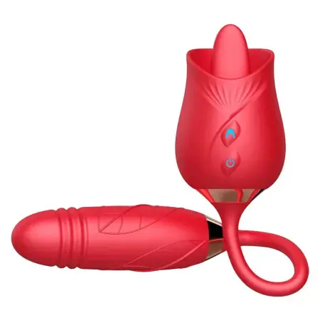 Rose Sex Toys Dildo Vibrator Oral Tongue Shaped Licking With Thrusting Vibrating Kiss G Spot Clitoris Nipple Stimulator Female