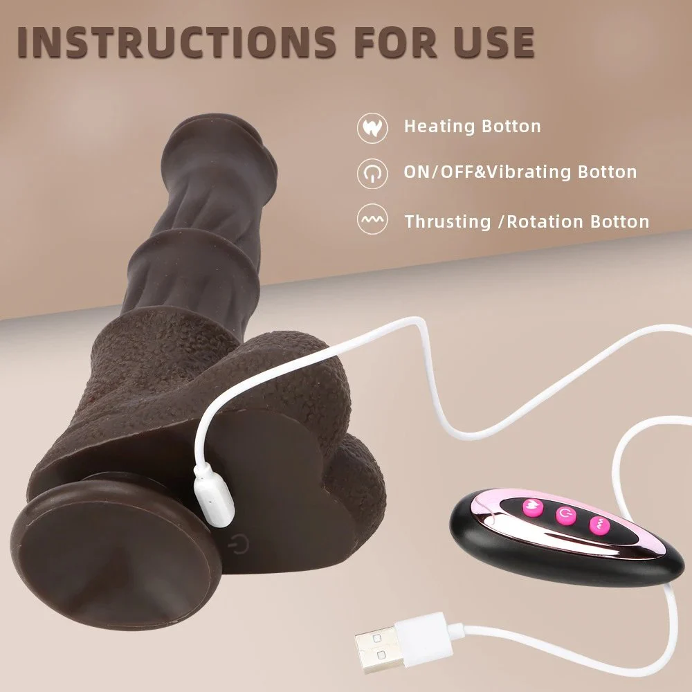 Remote Control G-Spot Prostate Heating Stimulation Silicone XL Large Realistic Horse Penis Thrusting Dildo Vibrator for Women