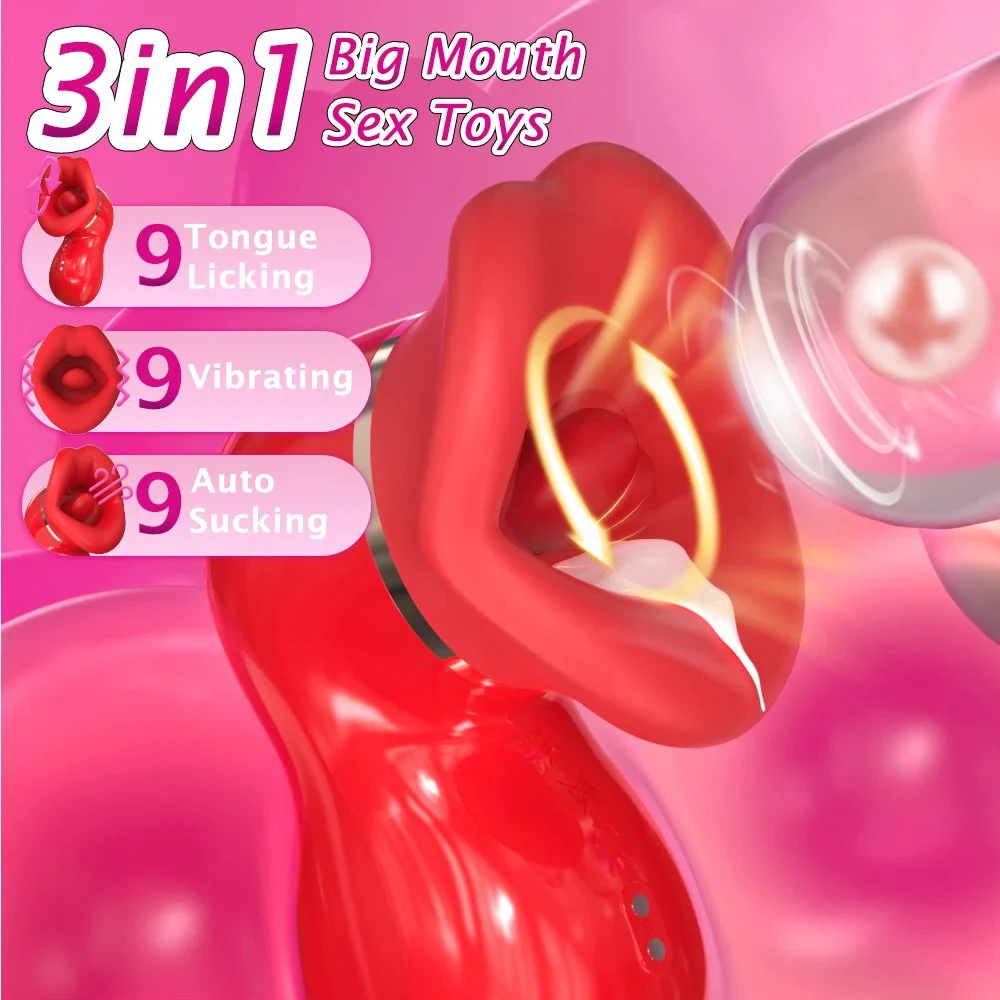 Tongue Licking Strong Sucking Vibrator 9 Frequency Clitoral Stimulator Adult Sex Toy Vibrador for Women