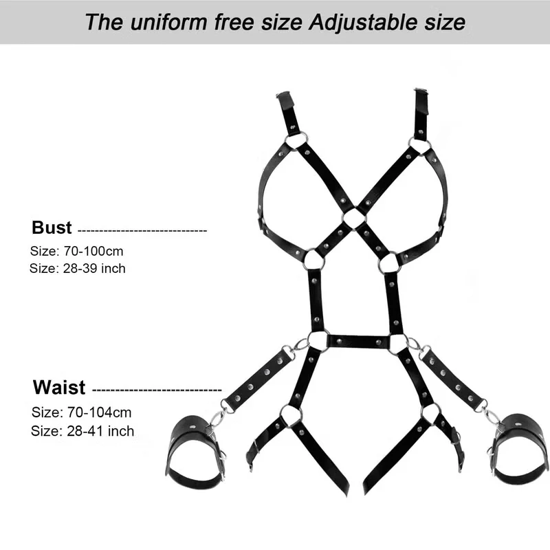Fetish Restraint Leather Body Halter Neck Chain Black Cage Sexy Lingerie Women's Harness Sexy Bondage Sex Toys for Women