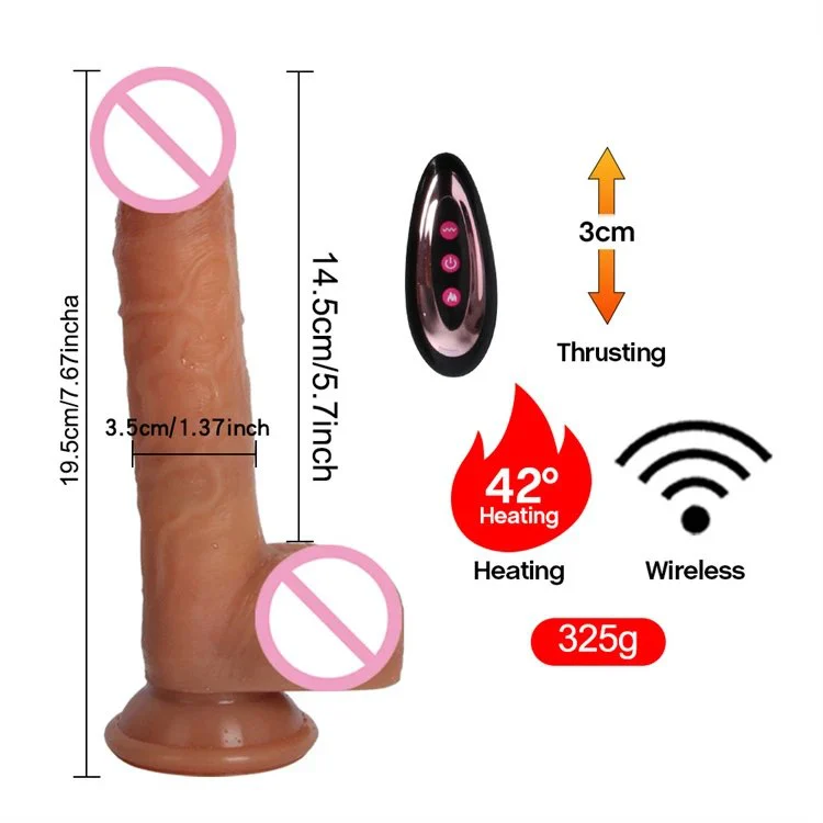 Remote Control Sex Toys Thrusting Heated Realistic Telescopic Soft Silicone Retractable Dildo Vibrator for Women