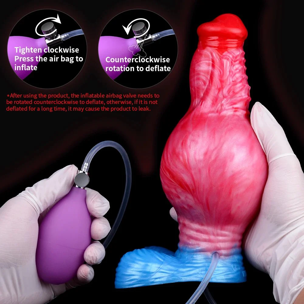 Dog Dildo Squirting Inflatable Anal Plug with Big Knot G-spot Stimulator Ejaculation Penis Silicone Adult Toy for Man Women