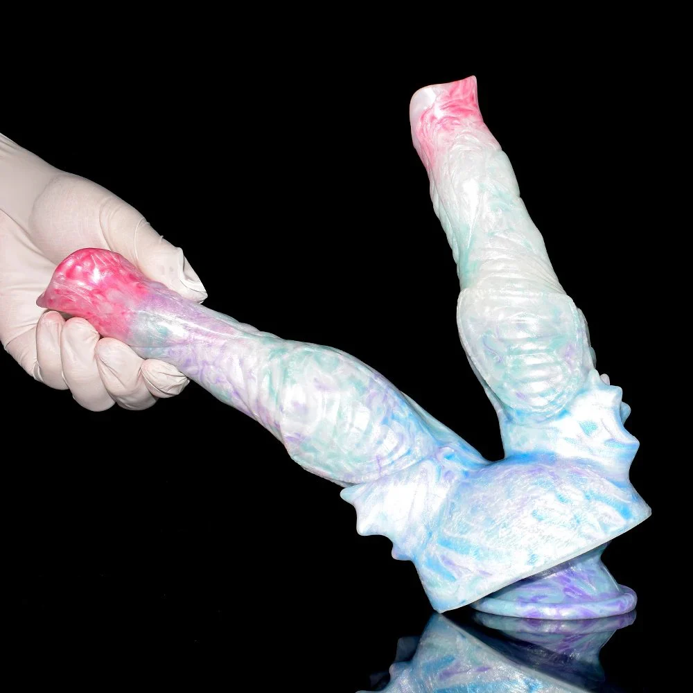 Double Heads Thick Beast Dildo With Suction Cup Flexible Light Color Small Penis Anal Sex Toys for Women