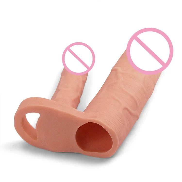 Realistic Soft Rubber Waterproof Grow Thicker Dildo Double Head