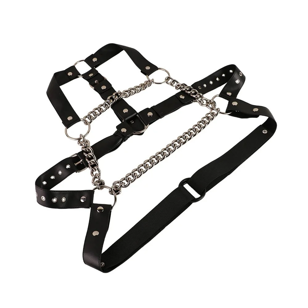 Leather Body Harness with Cock Ring,Sex Bondage Restraints Adult Sex Toys for man,Mens Leather Chest Full Body Harness