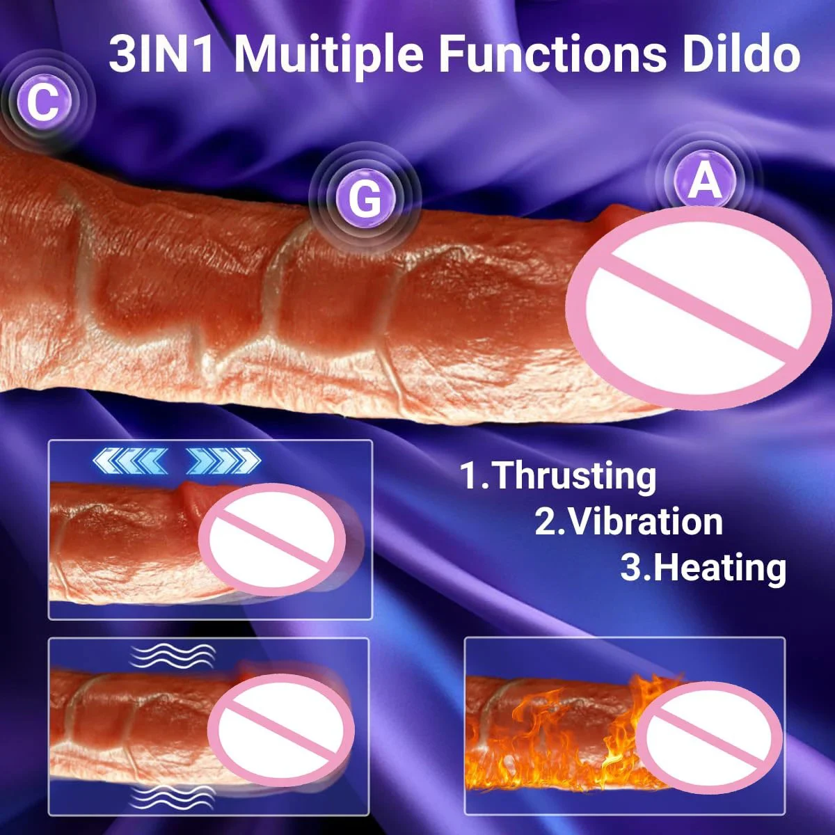 Remote Control Adult Toy Sex Vibrating Dildo Thrusting Heating G Spot Realistic Dildo Penis Women Vibrator for Vagina and Anus