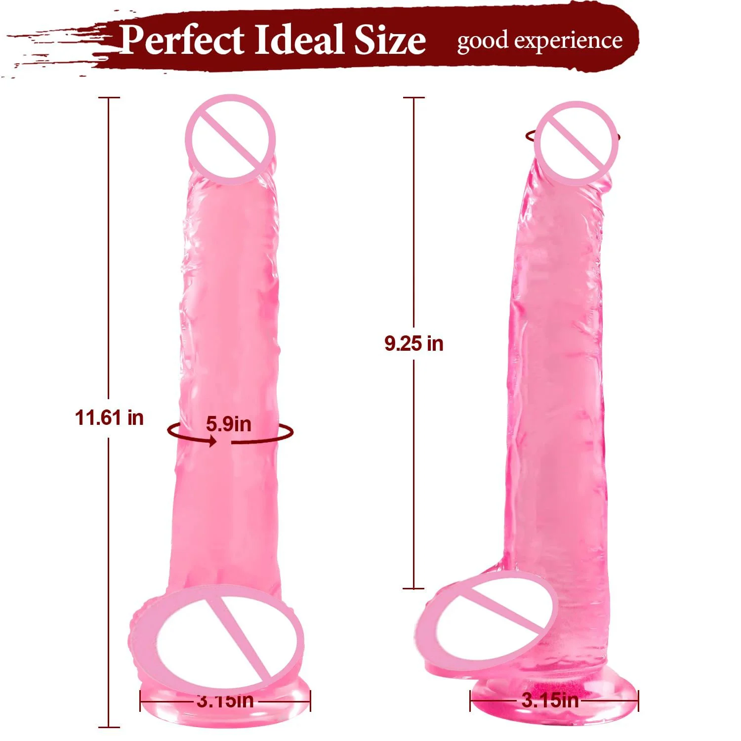 Big 11.61-Inch Thick Silicone Suction Cup Dildo with Lifelike Skin-Touching Feel Soft Pink Waterproof for Women & Men