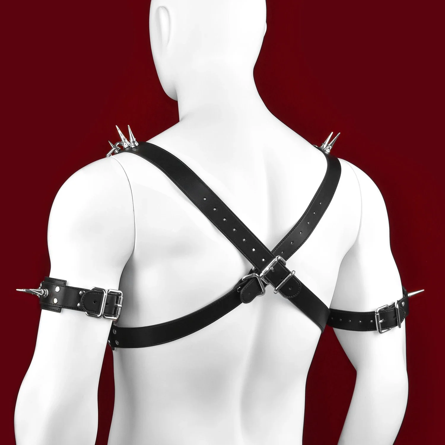 Fetish Bondage Party Male Homosexual Game Bondage Set Punk-style Leather Bondage Suit Metal Spike Accessories Erotic Costume