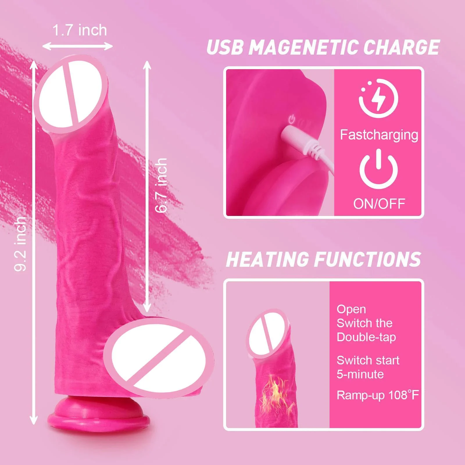 Dual Density Telescopic Dildo Women Masturbation Toys Remote Control Heating Thrusting Realistic Dildo Vibrator with Suction Cup