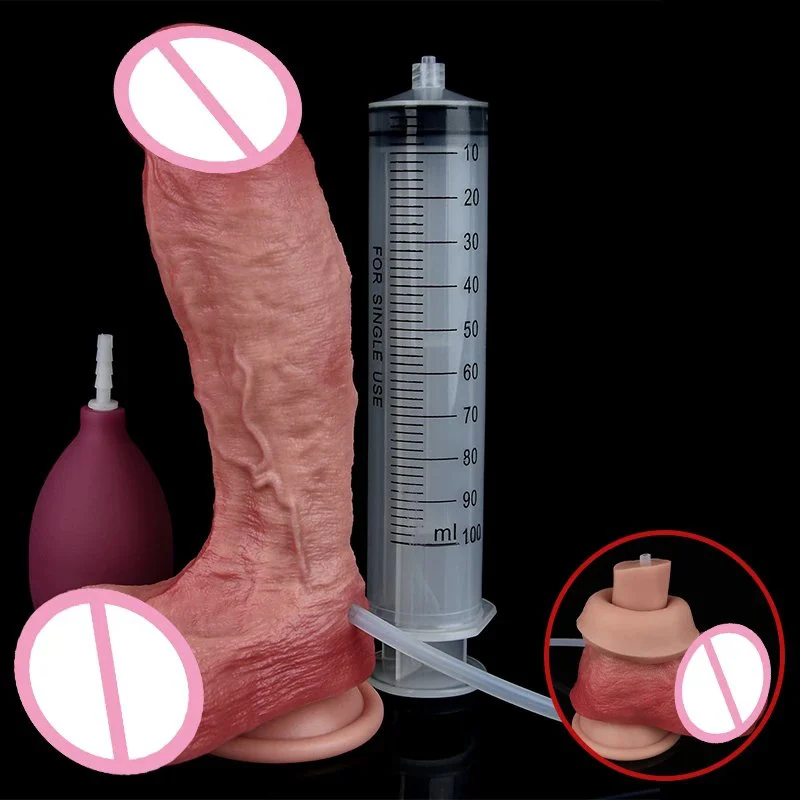 Realistic-feel Simulated Penis with Squirting Function Made of Liquid Silicone Rubber That Adheres to the Body