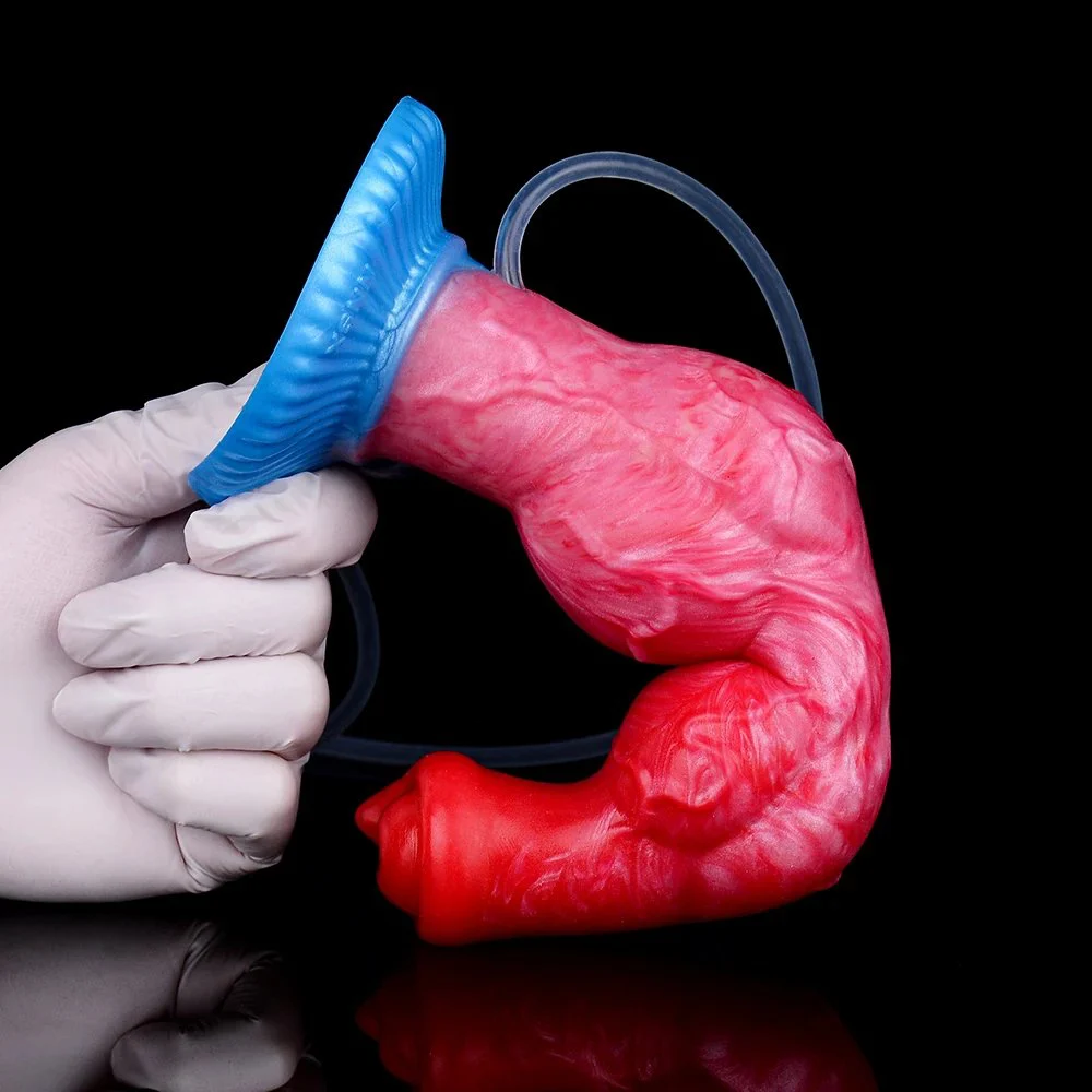 Dual Knot Dog Ejaculation Dildo With Inflatable Anal Plug Toys Animal Squirting Anal Dildos Erotic Products for Men Women
