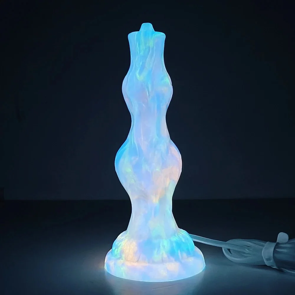 Squirting Ejaculating Luminous Animal Wolf Knot Dildo Anal Plug Soft Sex Toys for Woman