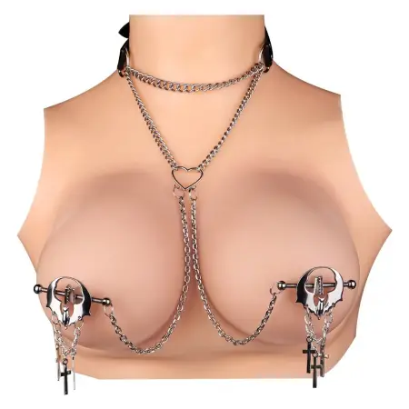 Metal Collar Nipple Clamp Stainless Steel Nipple Fun Leather Belt Flirting Halloween Horror Atmosphere Sex Toys