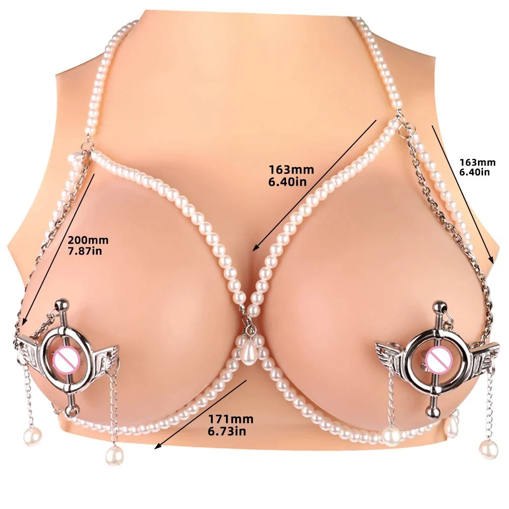 Lesbian Nipple Clamp Metal Breast Clip Heavy Nipple Stimulator Women Beginner Breast Sex Toys with Leather Pearl Chain
