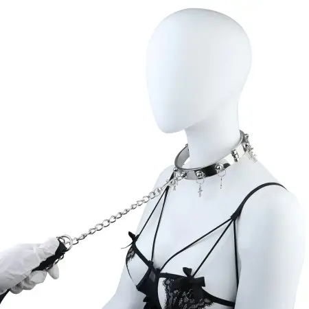 Metal Punk Sex Toy Collar Chain Submissive Collar and Leash Bondage Metal Neck Collar for Man Woman Pleasure Games