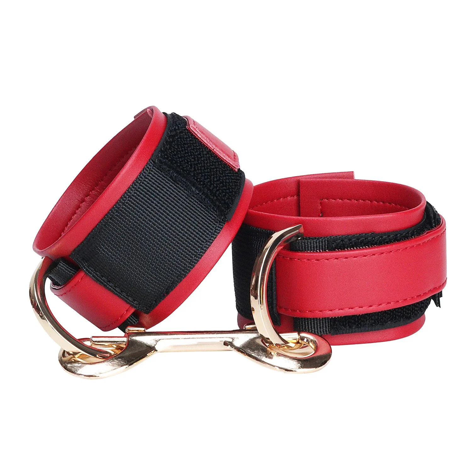 Leather Black Red Handcuffs, Fashionable Bondage Handcuffs for Adult Play for Bdsm and 18+
