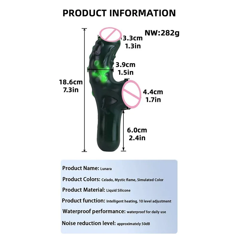 Vibrating and Non-vibrating Models, Dual-ended Heatable Vibrator for Women Silicone Soft Adult Sex Toys