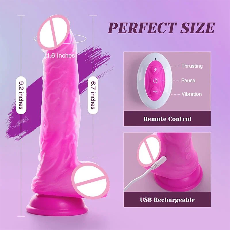 Remote Control Lifelike Warming Moving Realistic Silicone Dildo Heating Function Automatic Thrusting Dildo Vibrator for Women