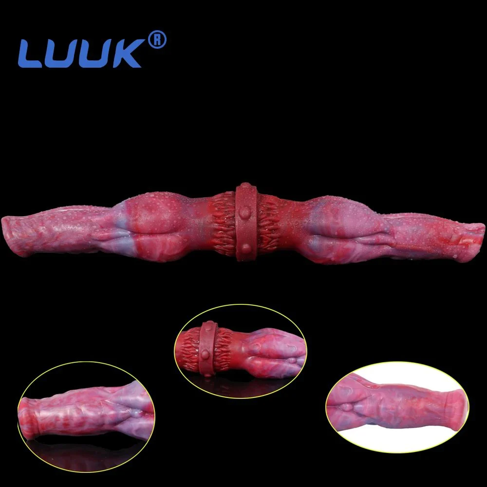 Color Magic Dragon Double Headed Penis Dog Knot Long Dildo for Lesbian Couples Adult Women Dildo Sex Toys