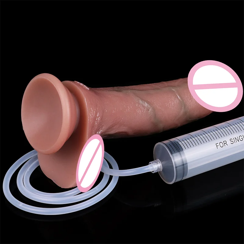 Realistic Squirting Dildo Ejaculating Cumming Dildo Suction Cup G-Spot Anal Hands-Free Soft Dildos Sex Toy for Couples Pleasure