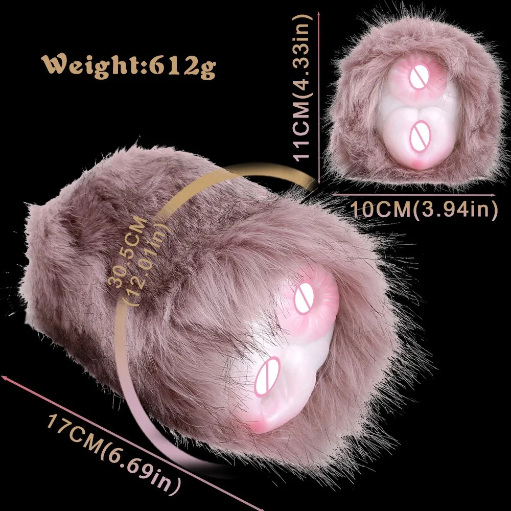 6.69 Inch Furry Masturbation Cup Removable Fur Cup Easy to Clean Men Pocket Pussy