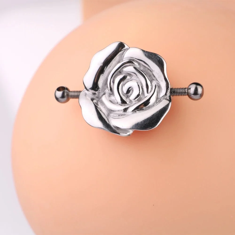 Flower Shape Screw Tightening Nipple Clamps Sex Bondage Leather Breast Restraints,collar with Nipple Clips, Leather Harness