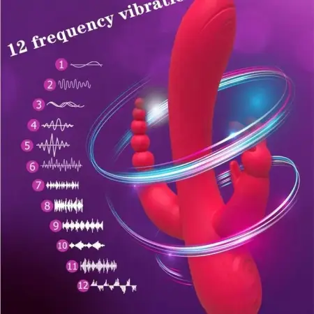 USB-Powered Automatic Triple G-Spot Vibrator 12-Frequency Sex Toys with 3 Motors Stimulating Dildo Type