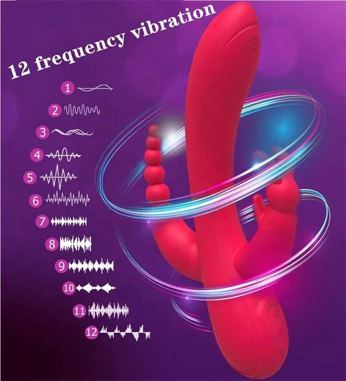 USB-Powered Automatic Triple G-Spot Vibrator 12-Frequency Sex Toys with 3 Motors Stimulating Dildo Type