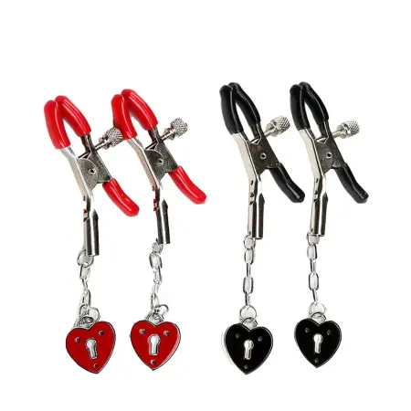 Metal heart breast clip sex toy breast clip couple training flirting breast clip adult product