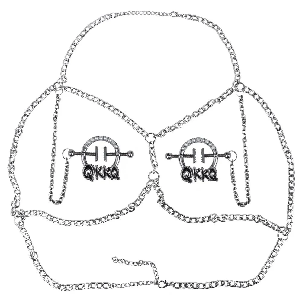 Metal Chain Nipple Clamp Adjustable Stainless Steel Aggravated Nipple Pain Stimulation Couple Sex Bondage Flirting Sex Toys